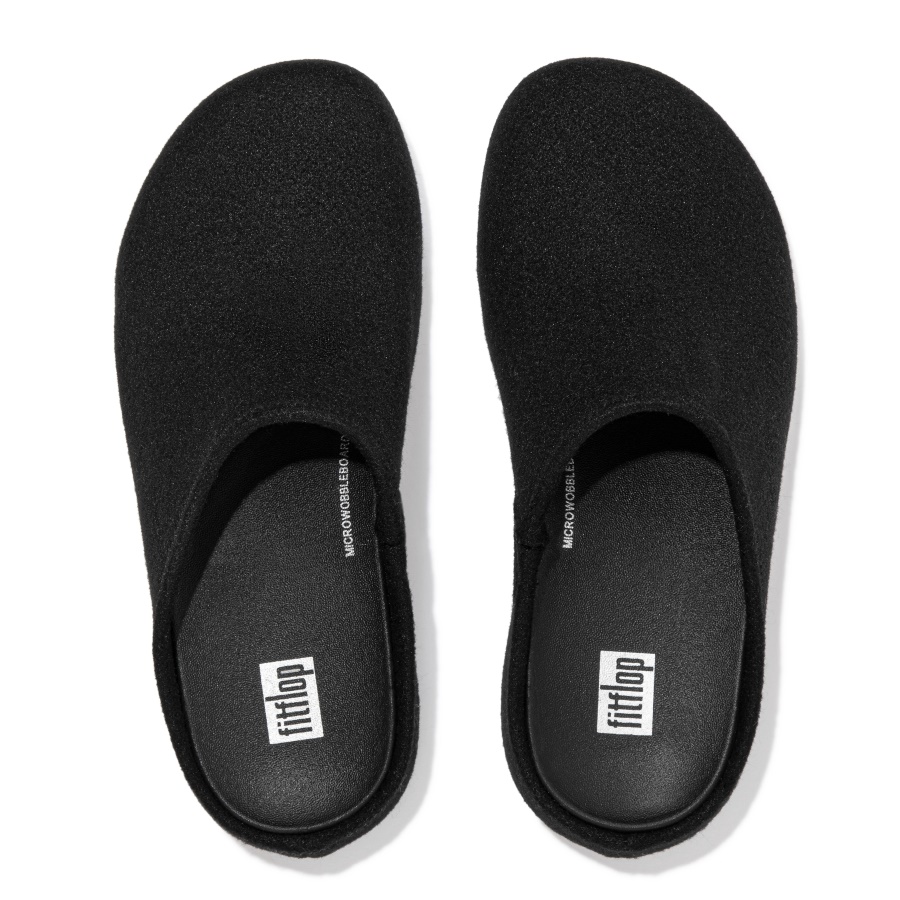 Fitflop SHUV Cushy Felt Clog Slippers All Black