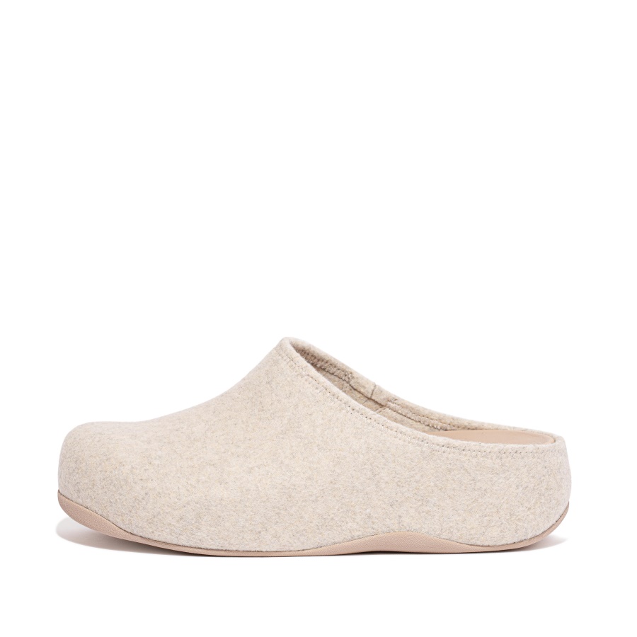 Fitflop SHUV Cushy Felt Clog Slippers Ivory