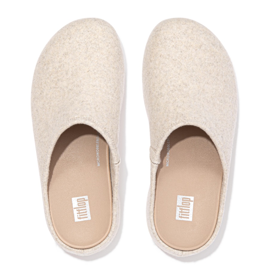 Fitflop SHUV Cushy Felt Clog Slippers Ivory