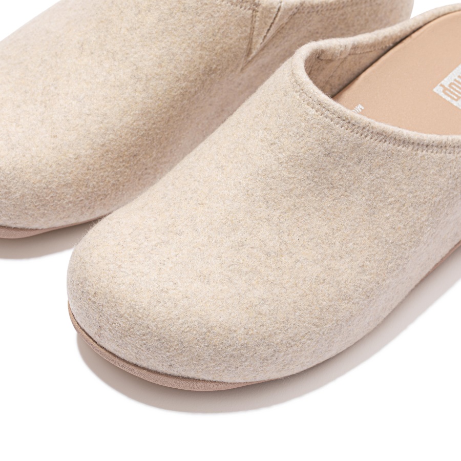 Fitflop SHUV Cushy Felt Clog Slippers Ivory