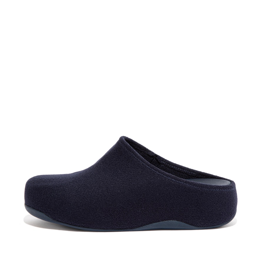 Fitflop SHUV Cushy Felt Clog Slippers Midnight Navy