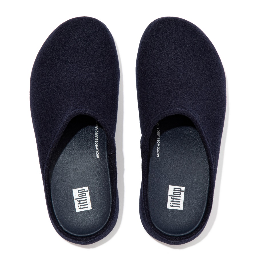 Fitflop SHUV Cushy Felt Clog Slippers Midnight Navy