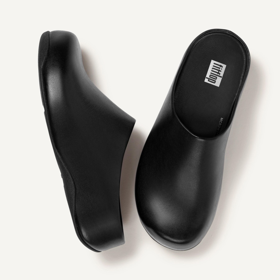 Fitflop SHUV Leather Clogs Black