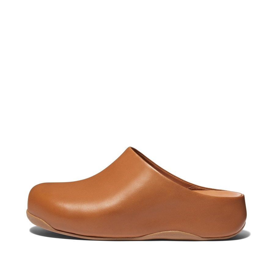 Fitflop SHUV Leather Clogs Light Tan