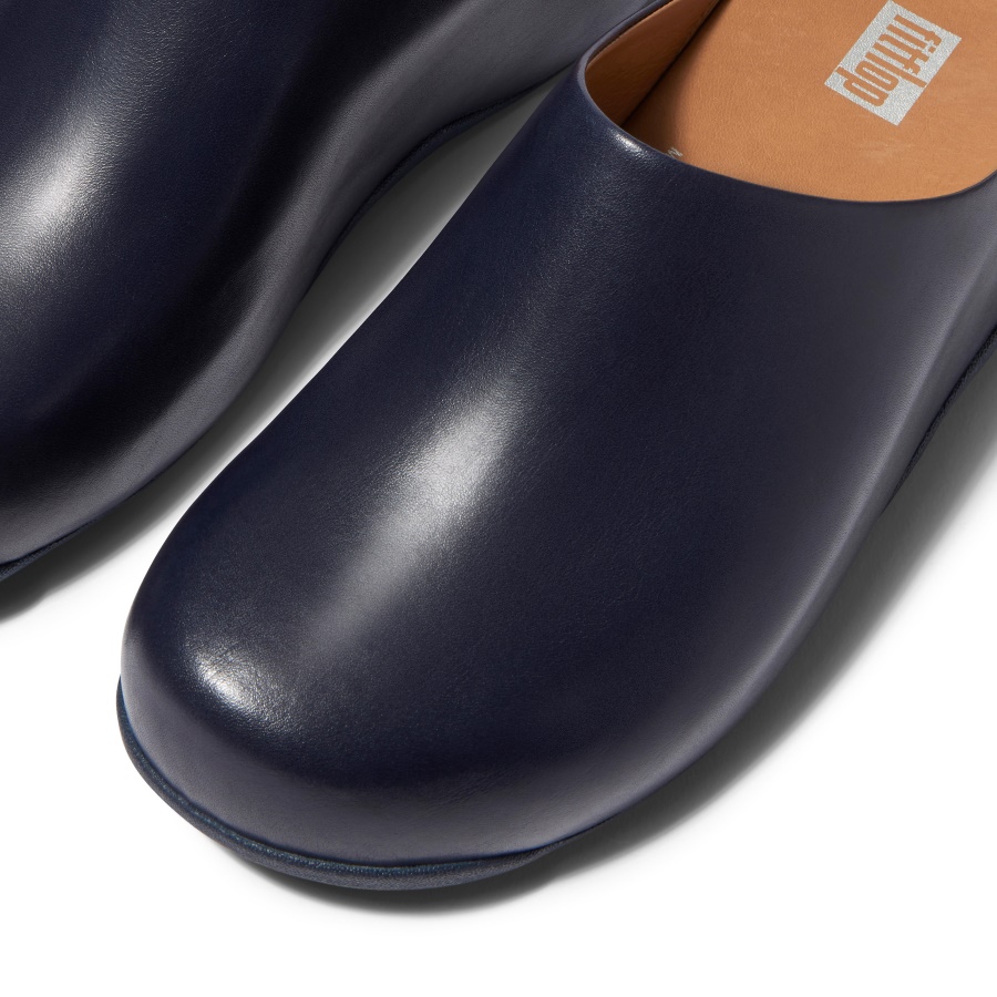 Fitflop SHUV Leather Clogs Midnight Navy