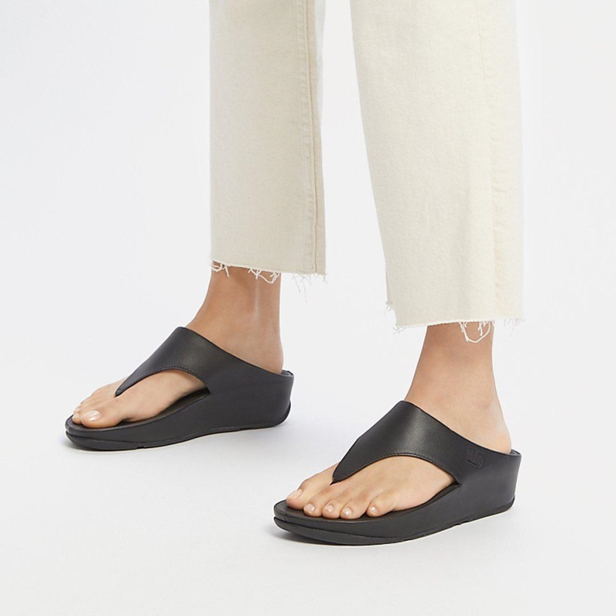 Fitflop SHUV Leather Toe-Post Sandals All Black