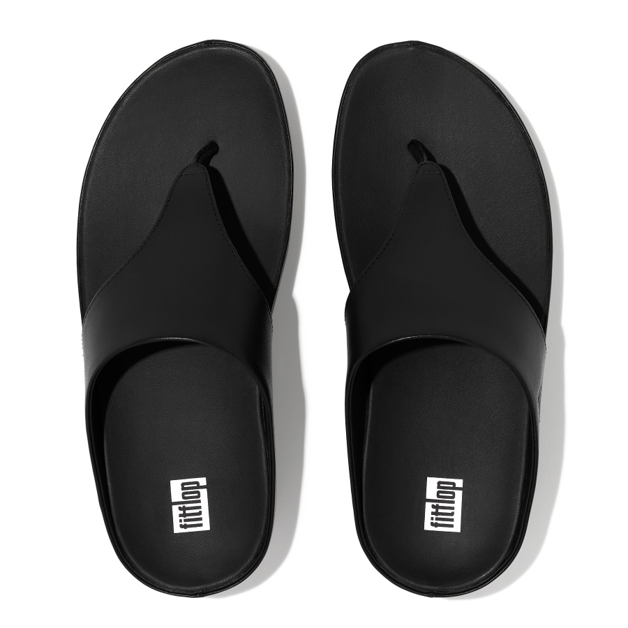 Fitflop SHUV Leather Toe-Post Sandals All Black