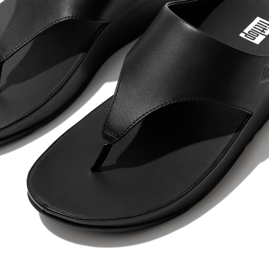 Fitflop SHUV Leather Toe-Post Sandals All Black