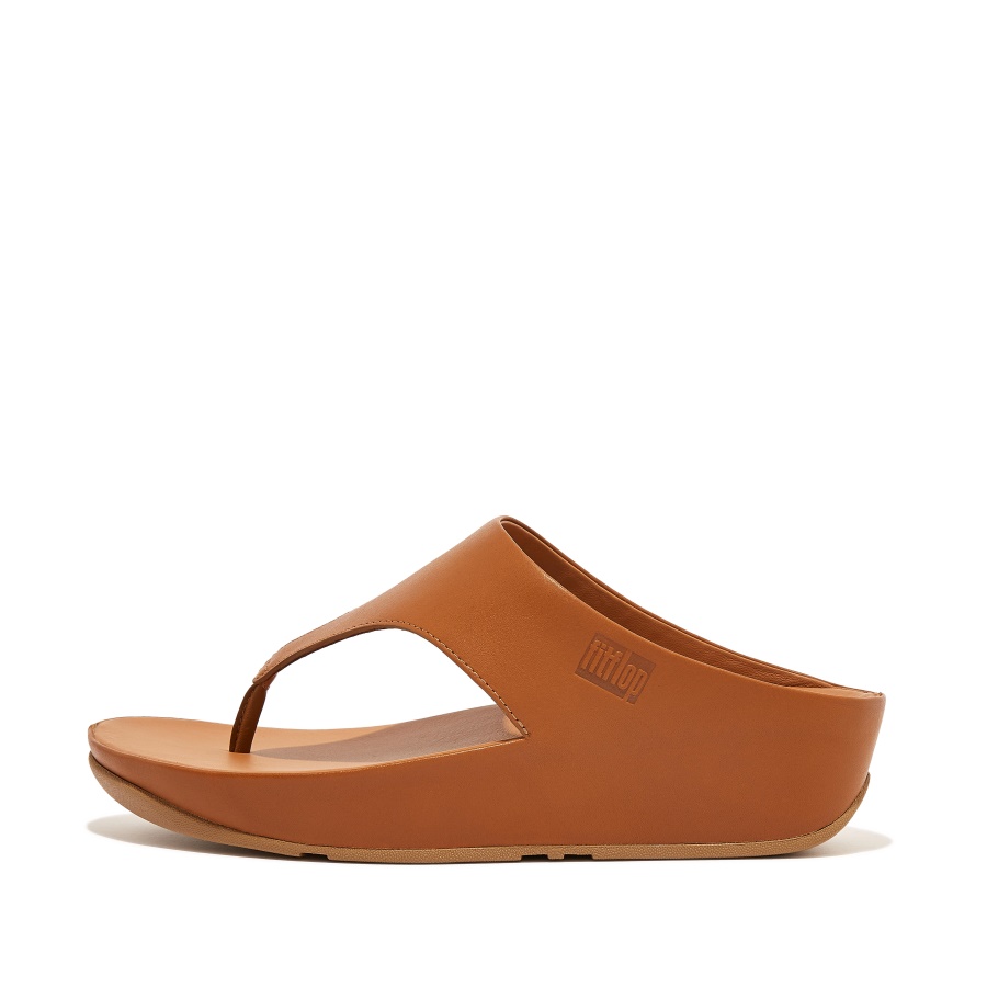 Fitflop SHUV Leather Toe-Post Sandals Light Tan