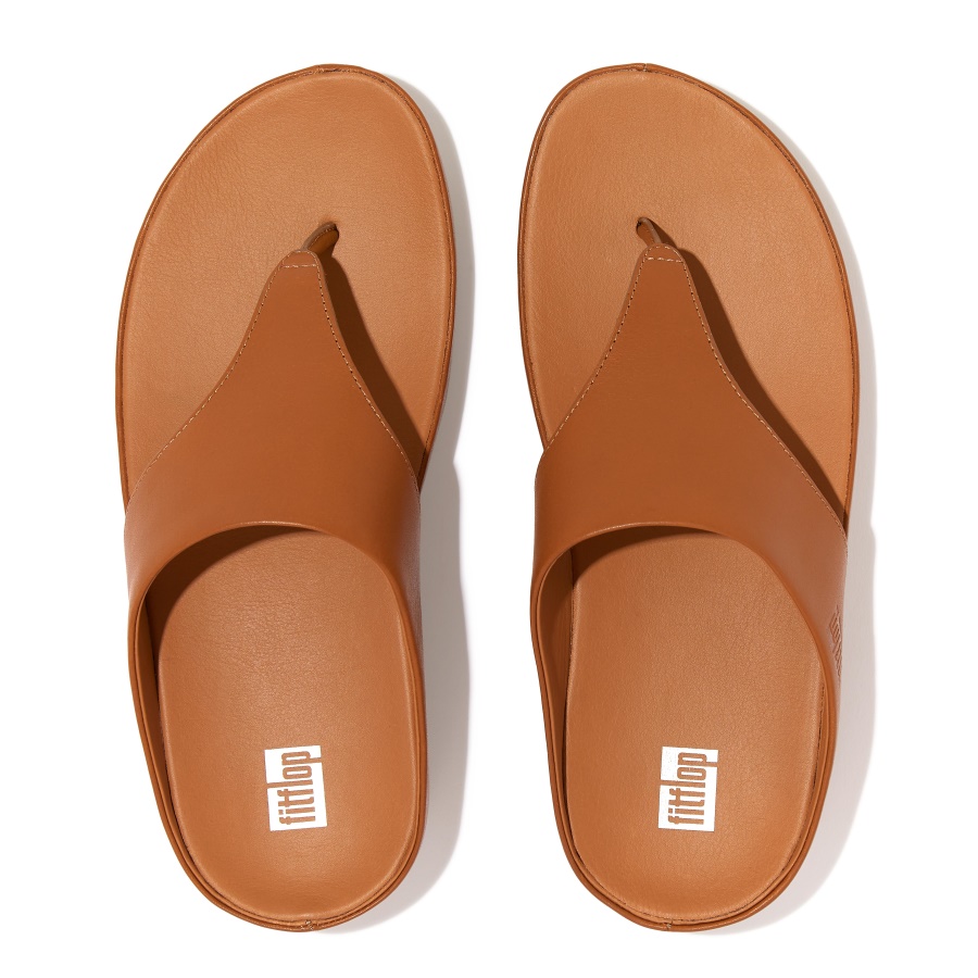 Fitflop SHUV Leather Toe-Post Sandals Light Tan