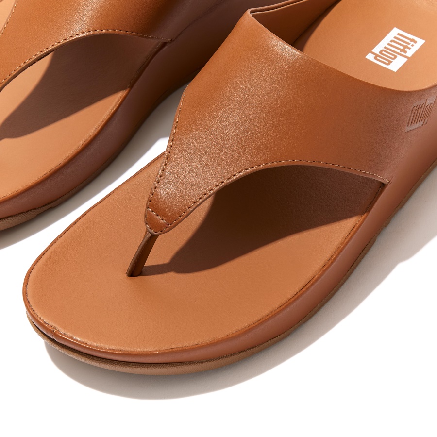 Fitflop SHUV Leather Toe-Post Sandals Light Tan