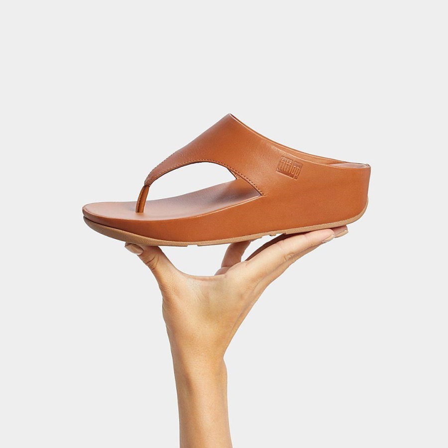 Fitflop SHUV Leather Toe-Post Sandals Light Tan