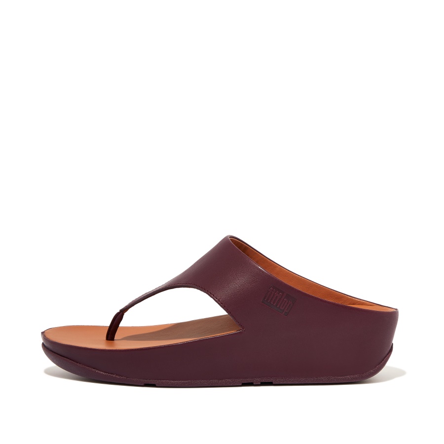 Fitflop SHUV Leather Toe-Post Sandals Plummy