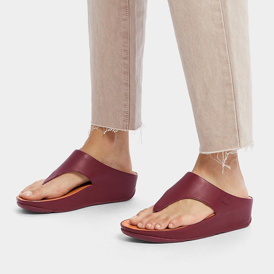 Fitflop SHUV Leather Toe-Post Sandals Plummy