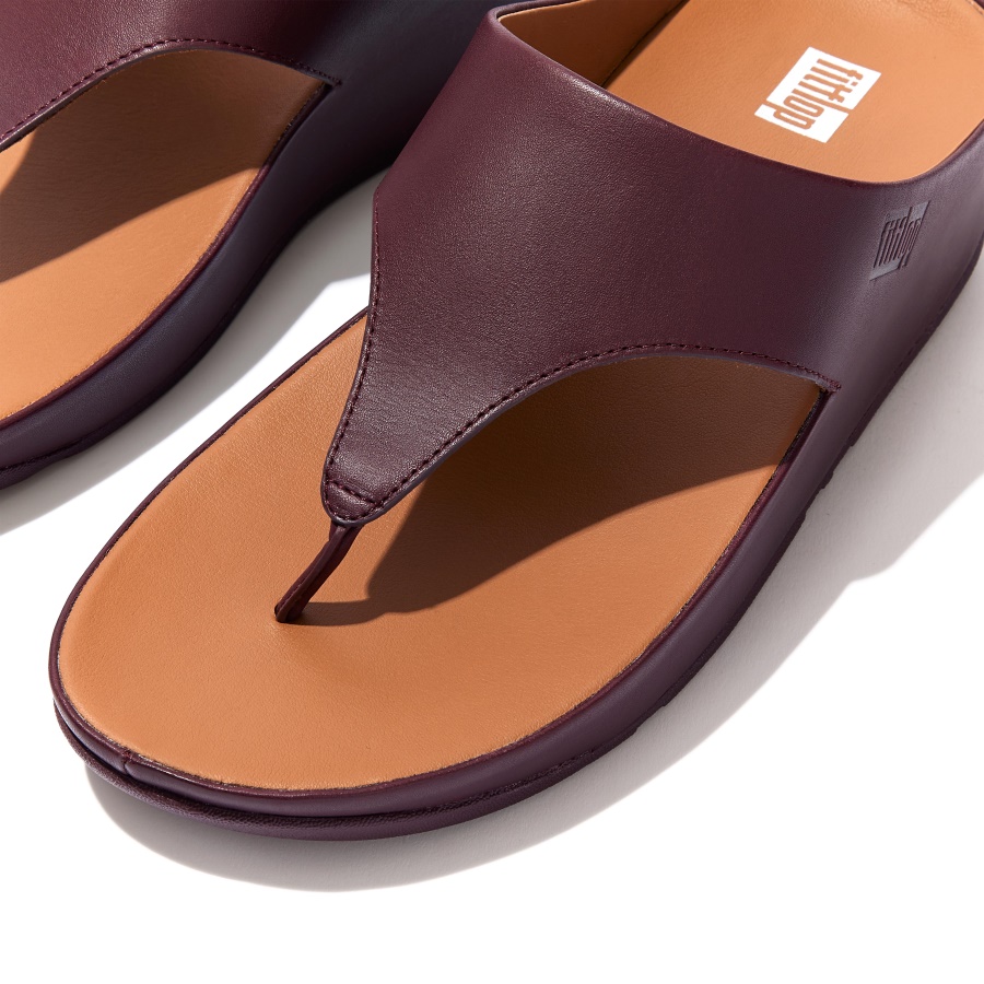 Fitflop SHUV Leather Toe-Post Sandals Plummy