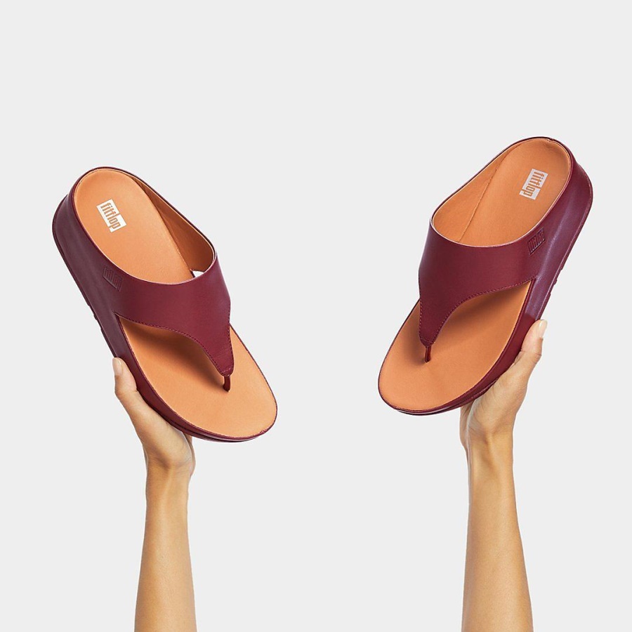 Fitflop SHUV Leather Toe-Post Sandals Plummy