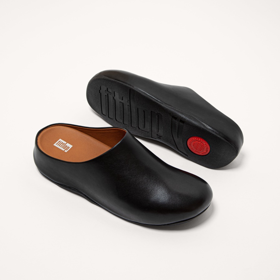 Fitflop SHUV Mens Leather Clogs Black