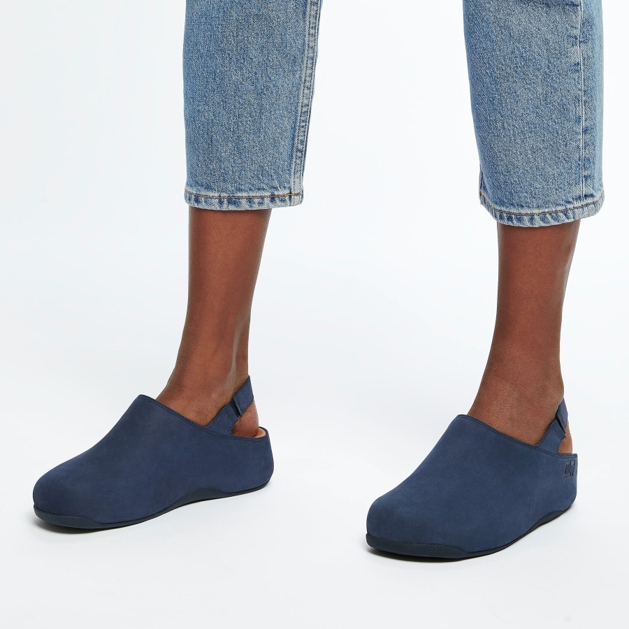 Fitflop SHUV Nubuck Back-Strap Clogs Midnight Navy