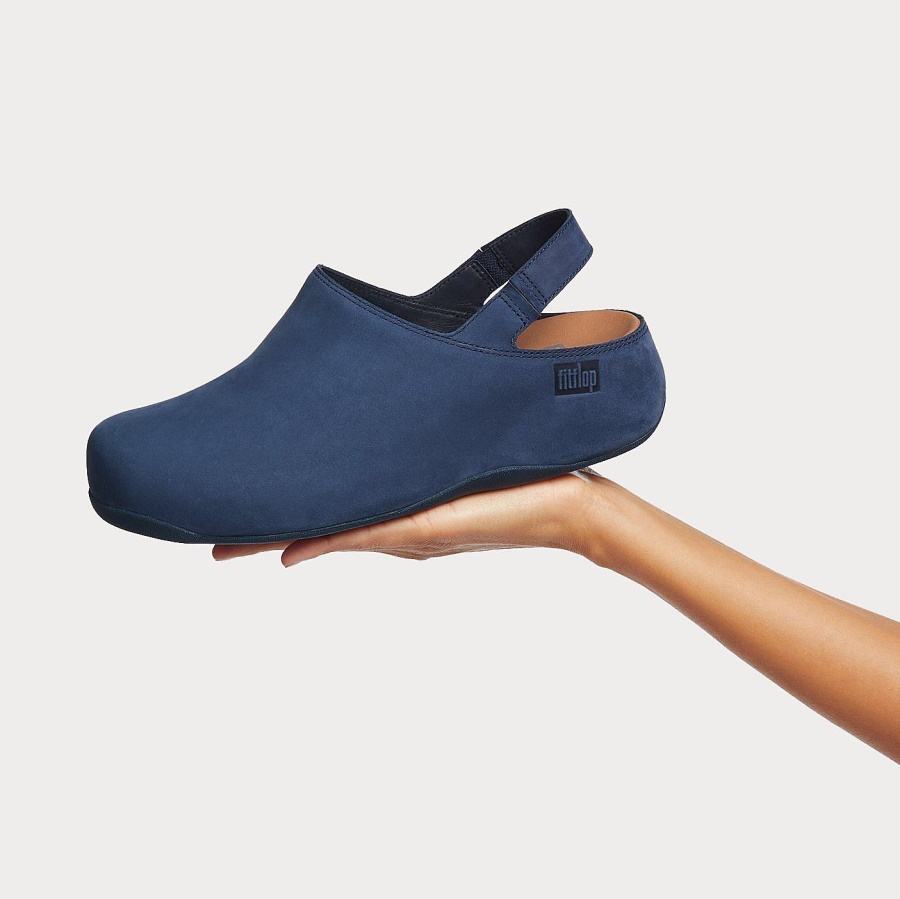 Fitflop SHUV Nubuck Back-Strap Clogs Midnight Navy