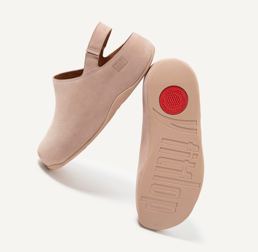 Fitflop SHUV Nubuck Back-Strap Clogs Naked Pink