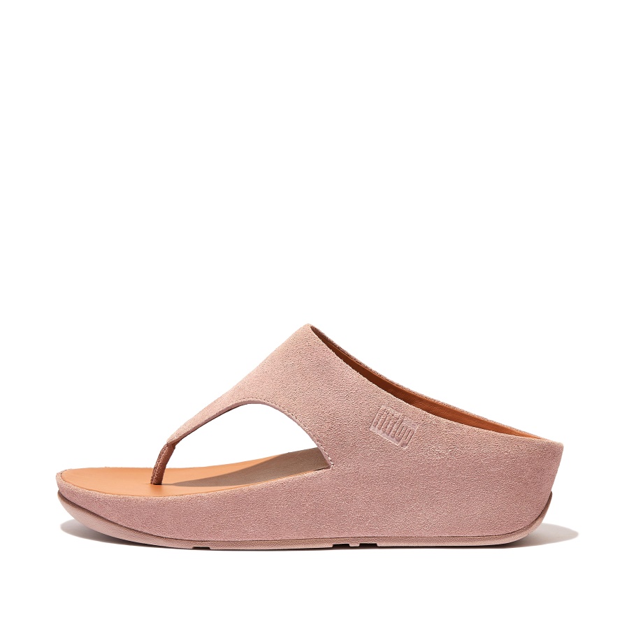 Fitflop SHUV Suede Toe-Post Sandals Pink Sky