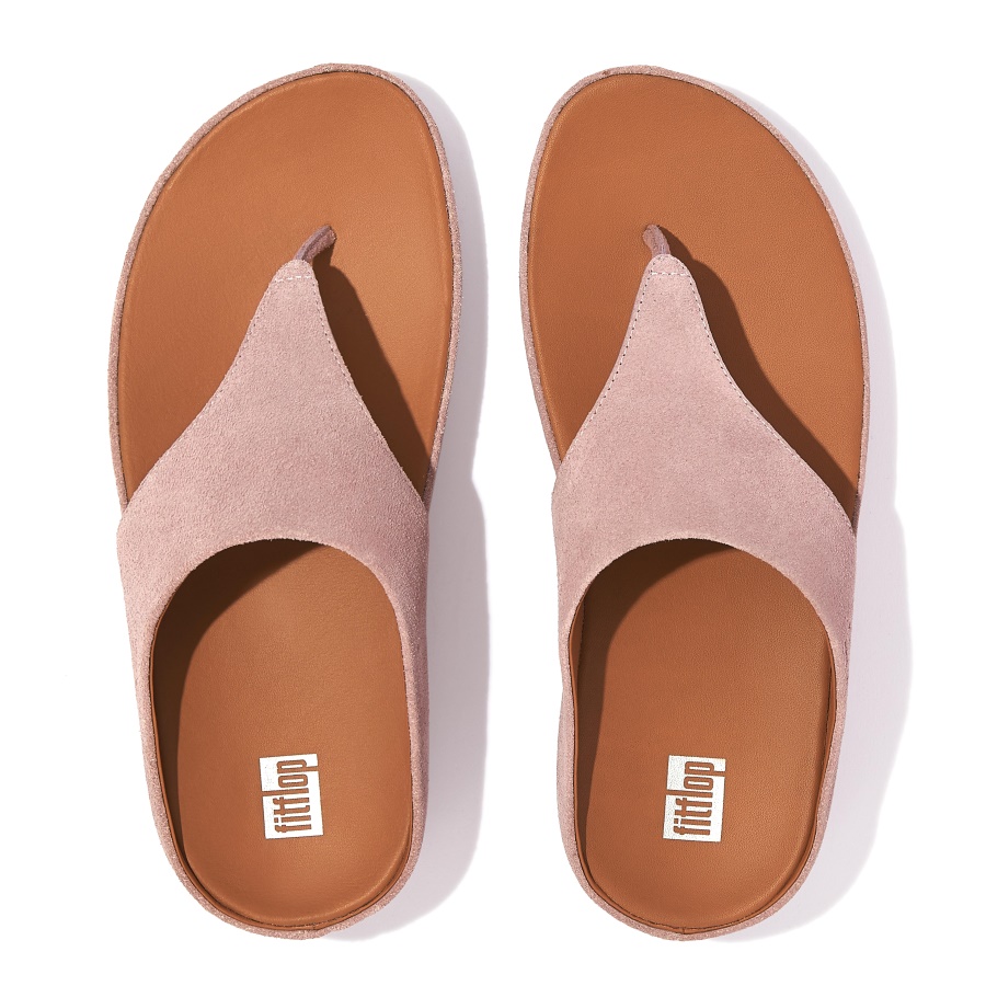 Fitflop SHUV Suede Toe-Post Sandals Pink Sky