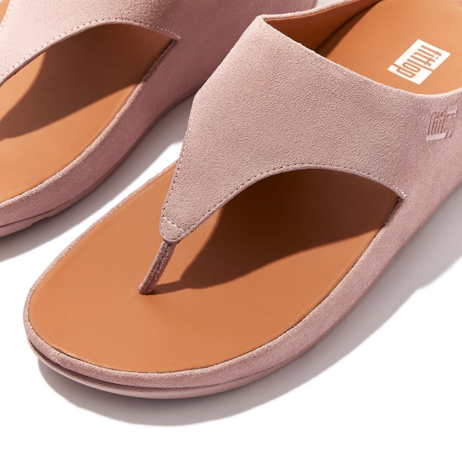 Fitflop SHUV Suede Toe-Post Sandals Pink Sky