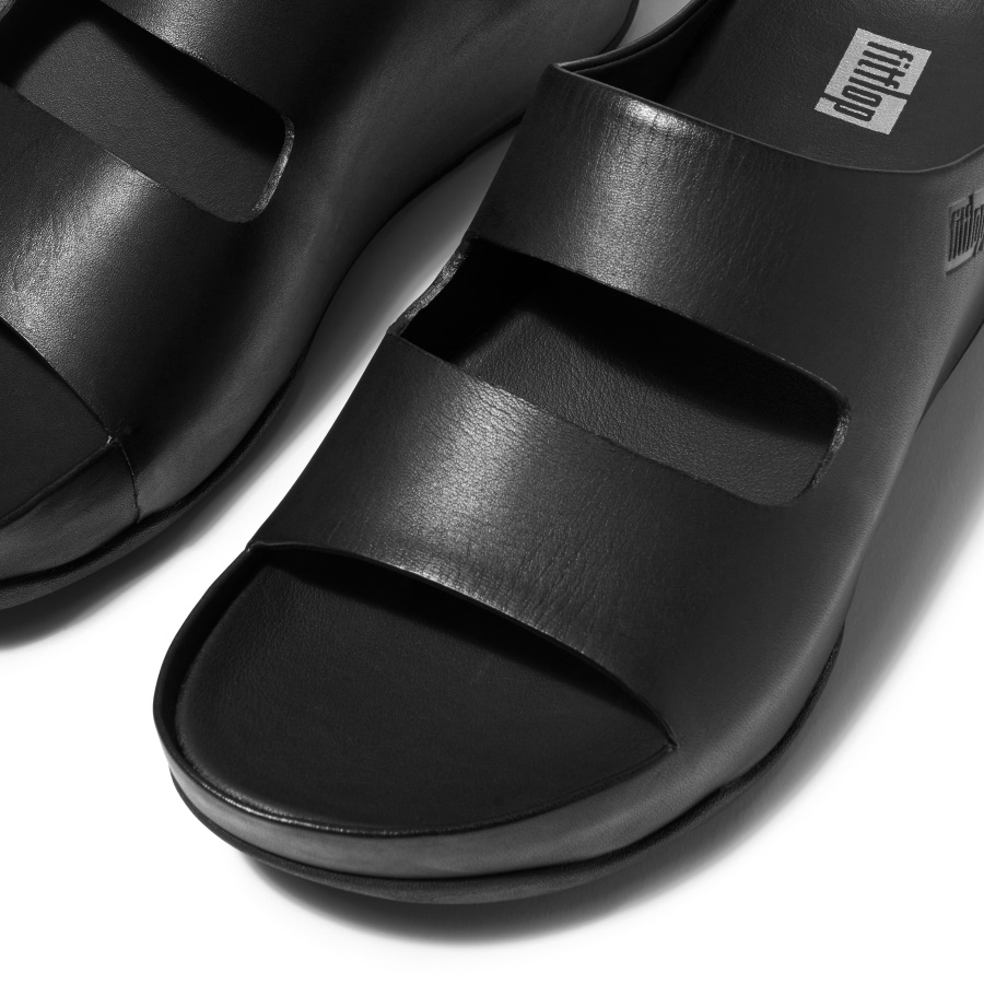 Fitflop SHUV Two-Bar Leather Slides All Black