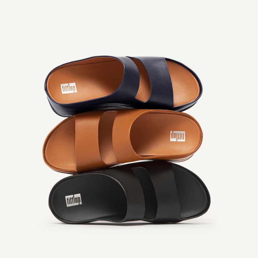 Fitflop SHUV Two-Bar Leather Slides All Black