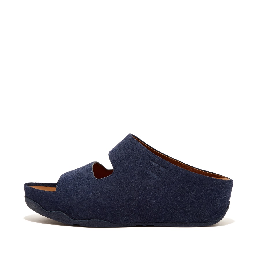 Fitflop SHUV Two-Bar Suede Slides Midnight Navy