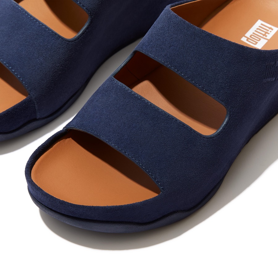 Fitflop SHUV Two-Bar Suede Slides Midnight Navy