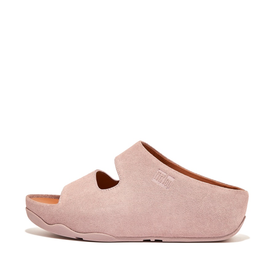 Fitflop SHUV Two-Bar Suede Slides Pink Sky