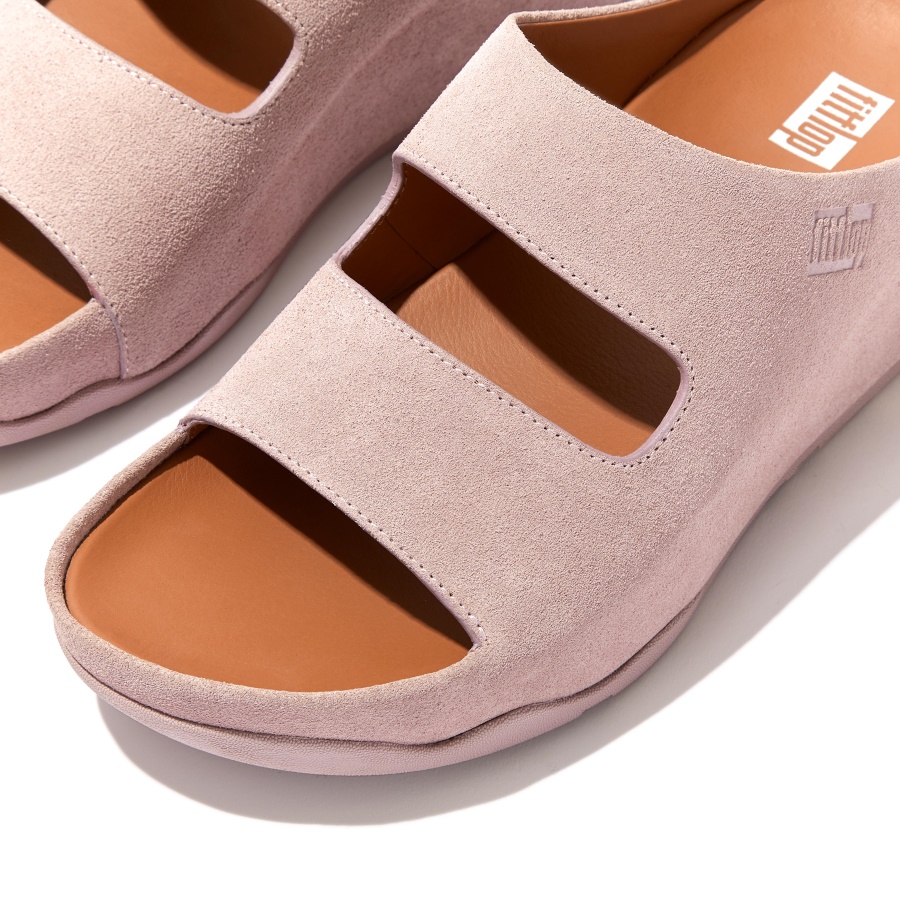 Fitflop SHUV Two-Bar Suede Slides Pink Sky