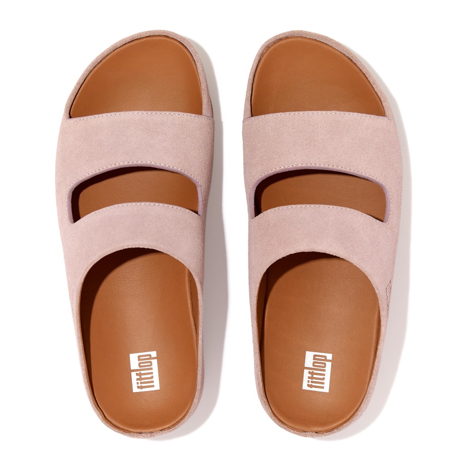 Fitflop SHUV Two-Bar Suede Slides Pink Sky