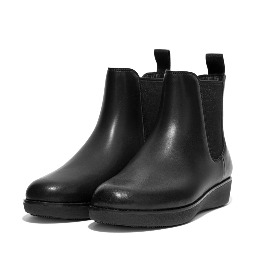 Fitflop SUMI Waterproof Leather Chelsea Boots All Black