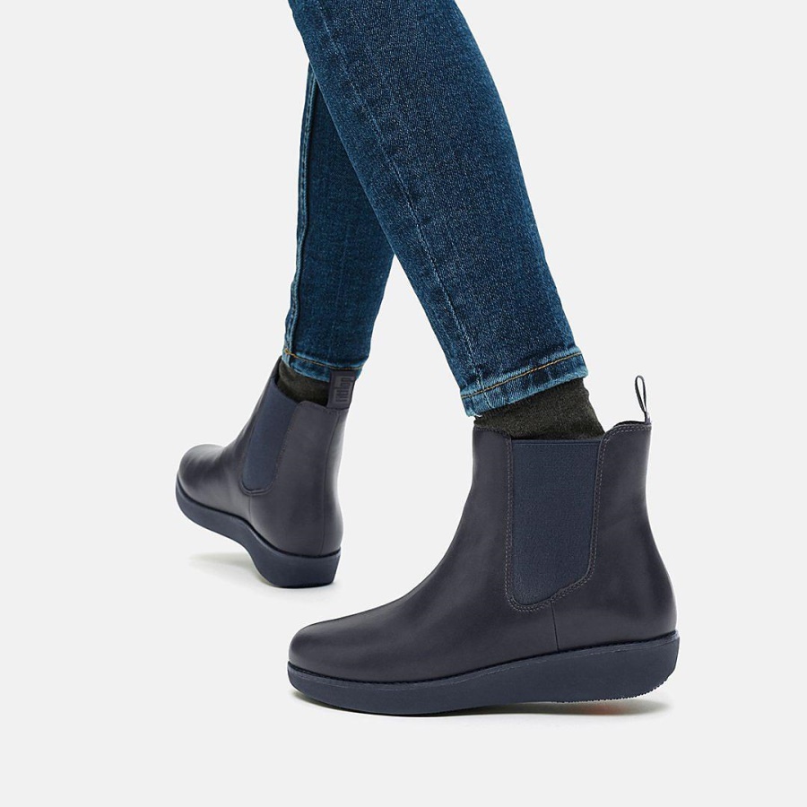 Fitflop SUMI Waterproof Leather Chelsea Boots Midnight Navy