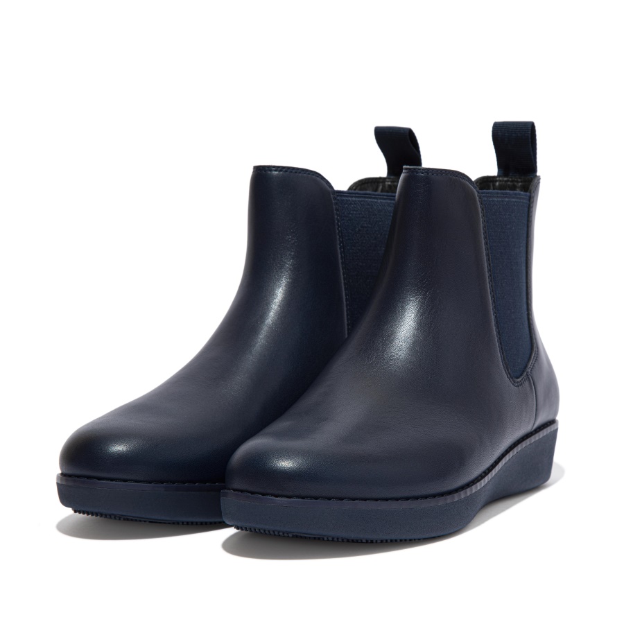 Fitflop SUMI Waterproof Leather Chelsea Boots Midnight Navy