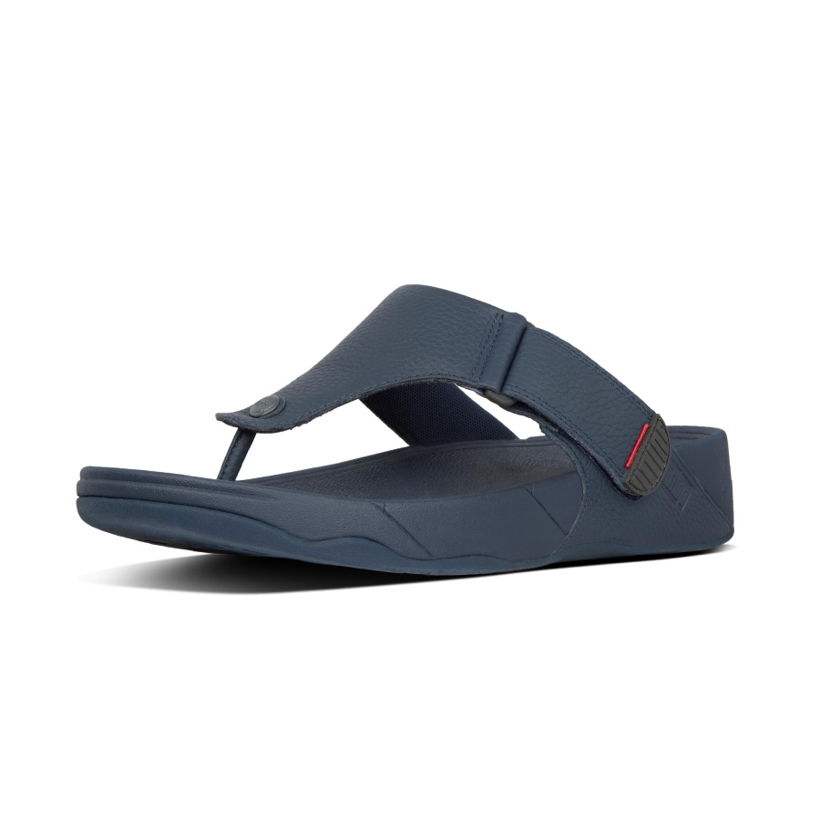 Fitflop TRAKK II Mens Leather Toe-Post Sandals Navy