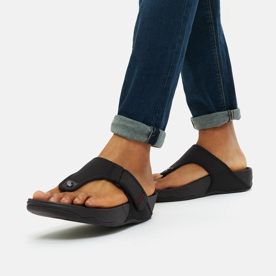 Fitflop TRAKK II Water-Resistant Toe-Post Sandals All Black