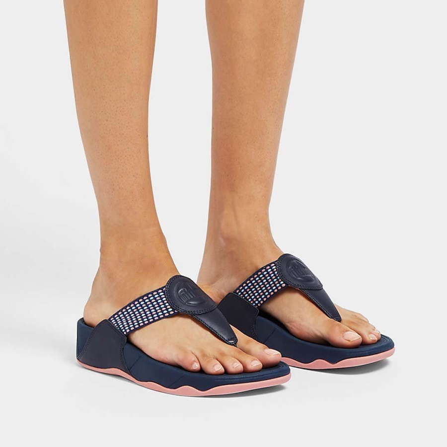 Fitflop WALKSTAR Finestripe Toe-Post Sandals Midnight Navy