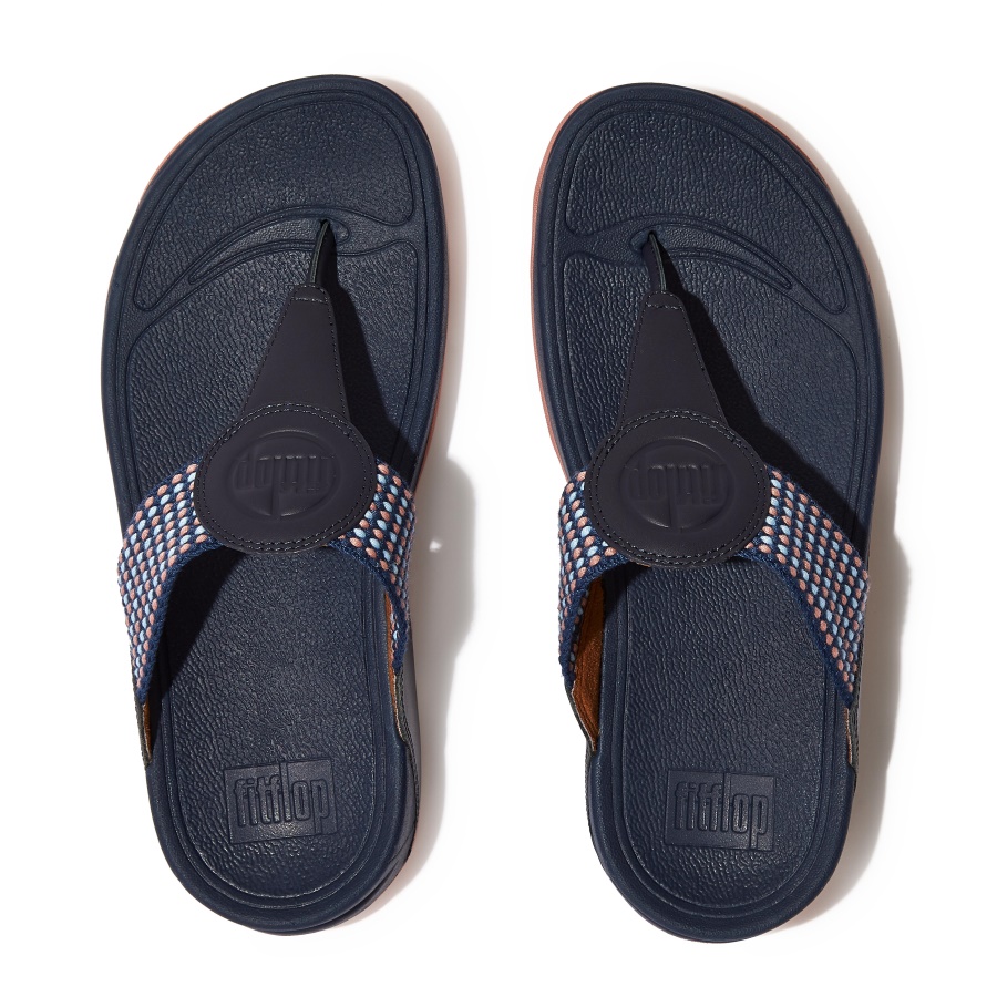 Fitflop WALKSTAR Finestripe Toe-Post Sandals Midnight Navy