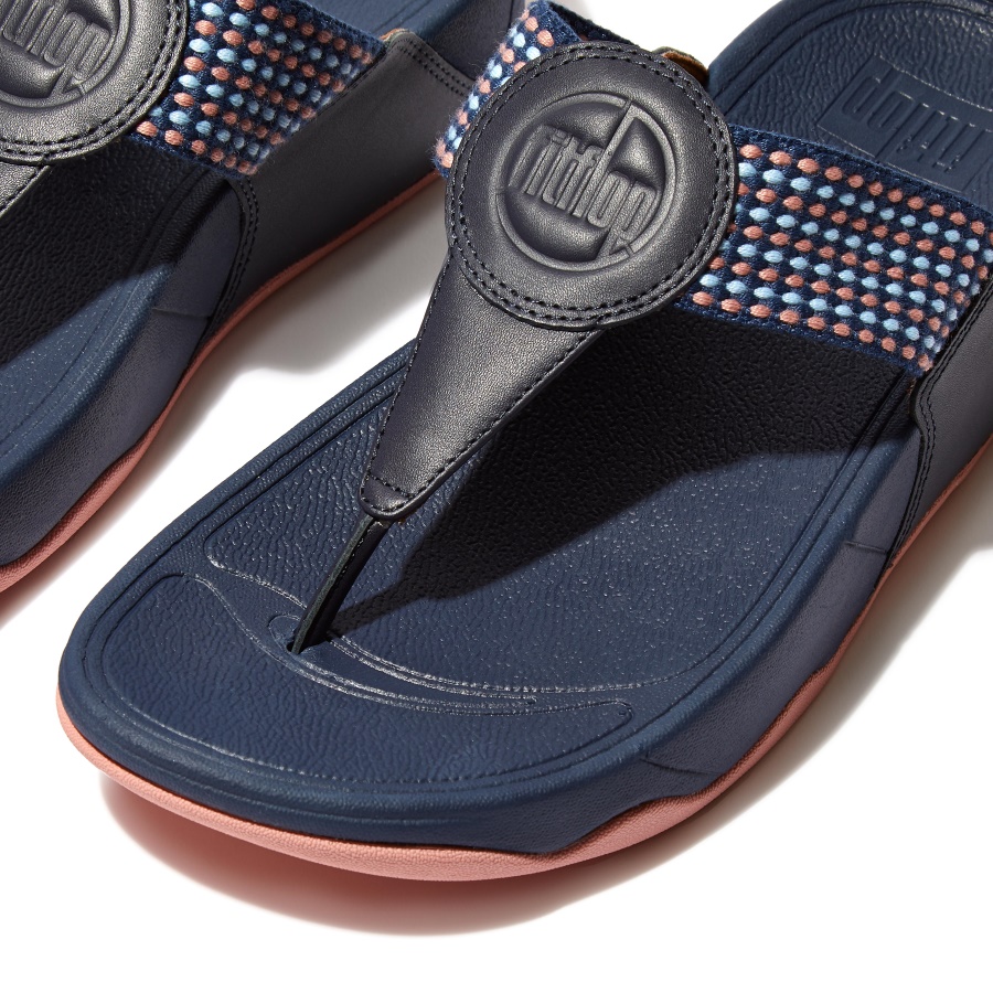 Fitflop WALKSTAR Finestripe Toe-Post Sandals Midnight Navy