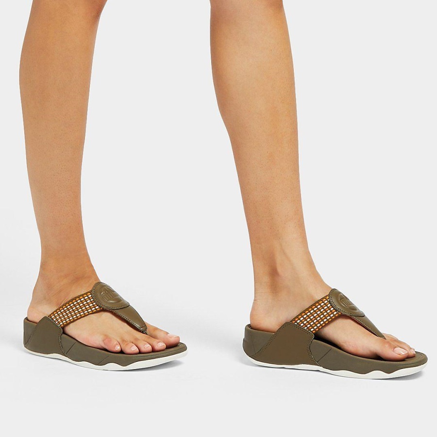 Fitflop WALKSTAR Finestripe Toe-Post Sandals Mossy Mix