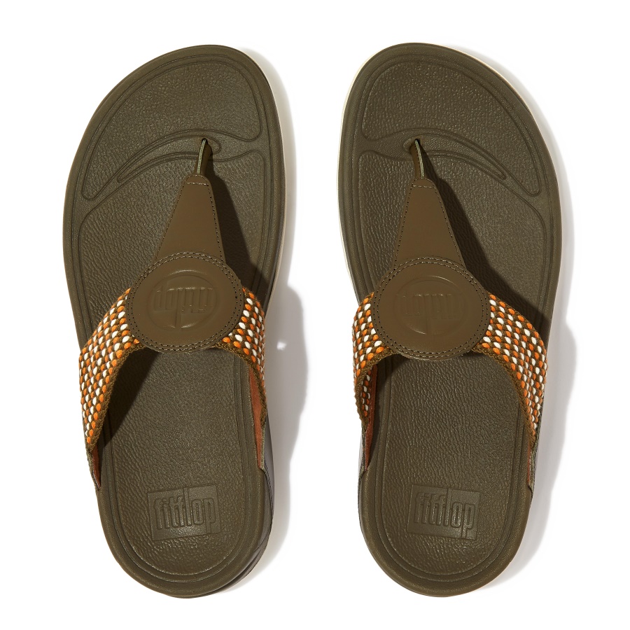 Fitflop WALKSTAR Finestripe Toe-Post Sandals Mossy Mix