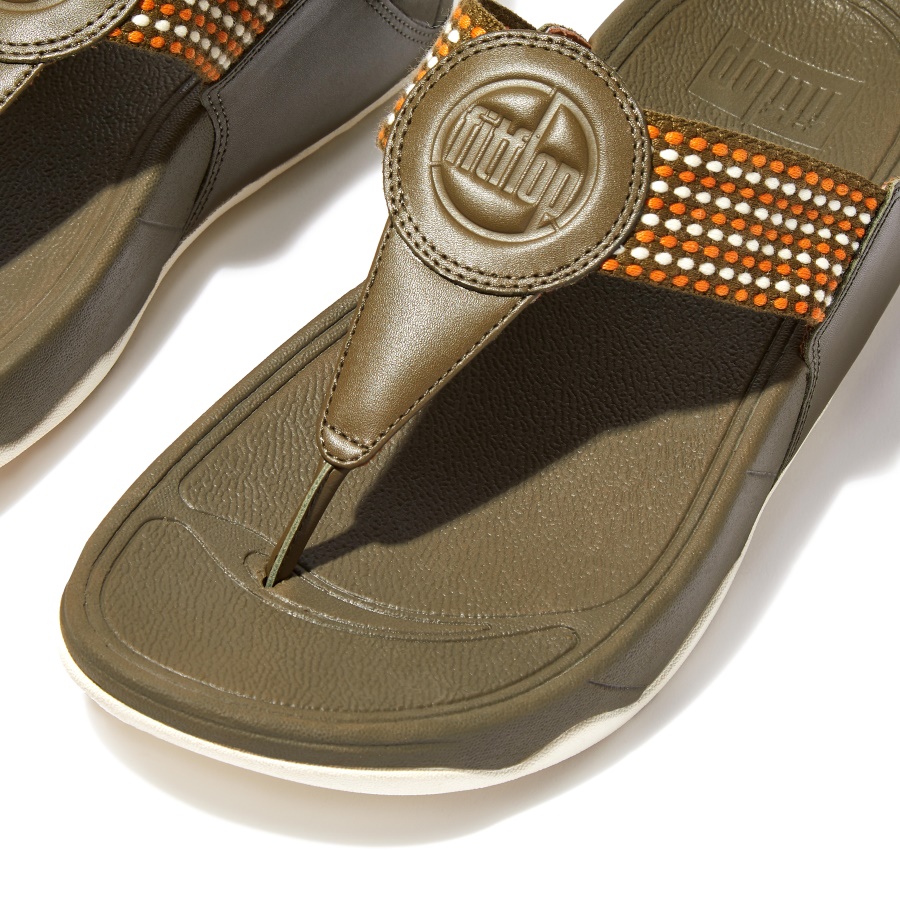 Fitflop WALKSTAR Finestripe Toe-Post Sandals Mossy Mix