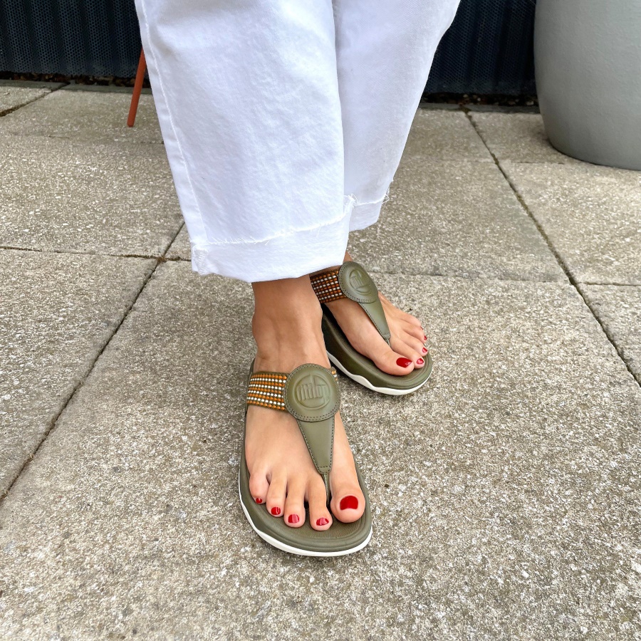 Fitflop WALKSTAR Finestripe Toe-Post Sandals Mossy Mix