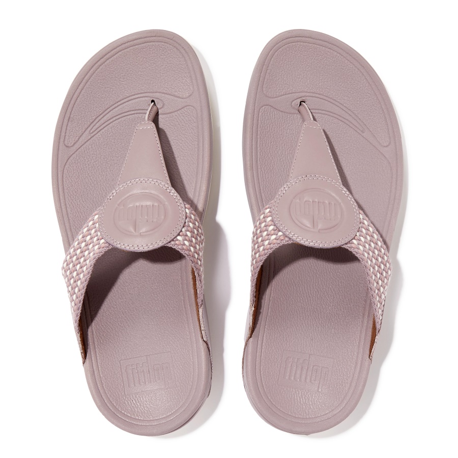 Fitflop WALKSTAR Finestripe Toe-Post Sandals Pink Sky Mix