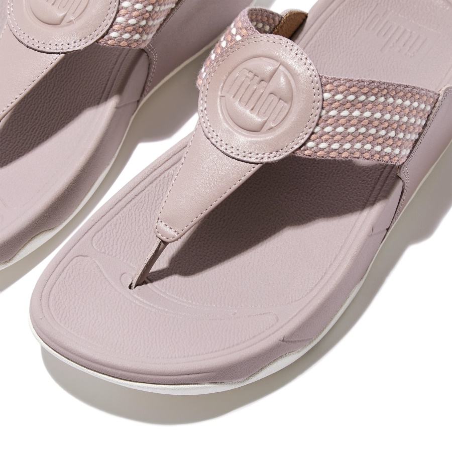 Fitflop WALKSTAR Finestripe Toe-Post Sandals Pink Sky Mix