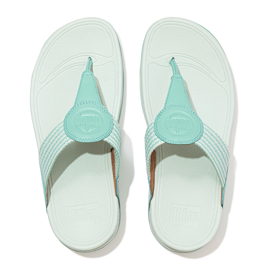 Fitflop WALKSTAR Finestripe Toe-Post Sandals Sea Foam Green