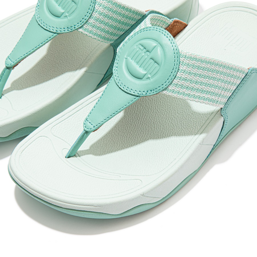 Fitflop WALKSTAR Finestripe Toe-Post Sandals Sea Foam Green